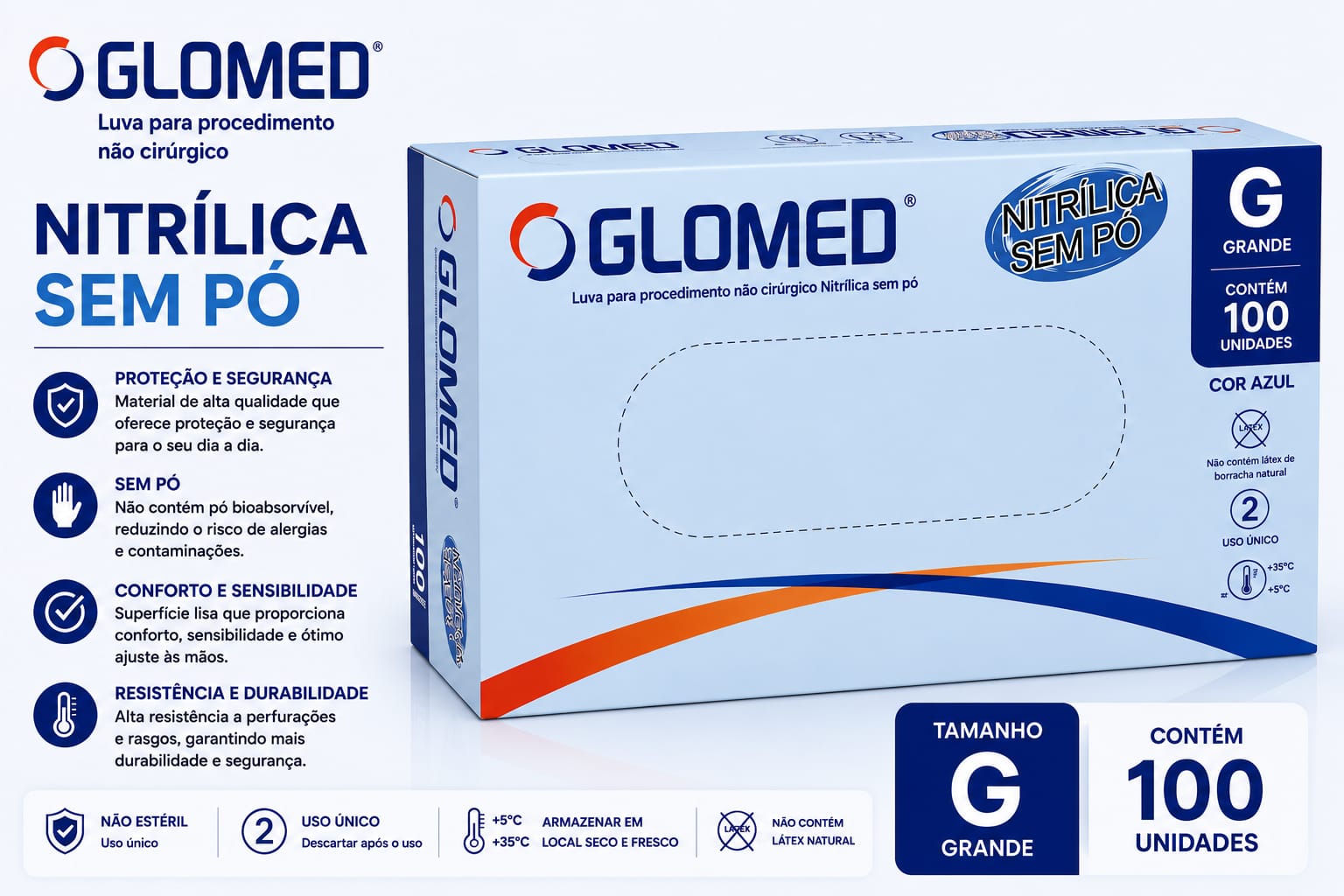 LUVA GLOMED AZUL - G