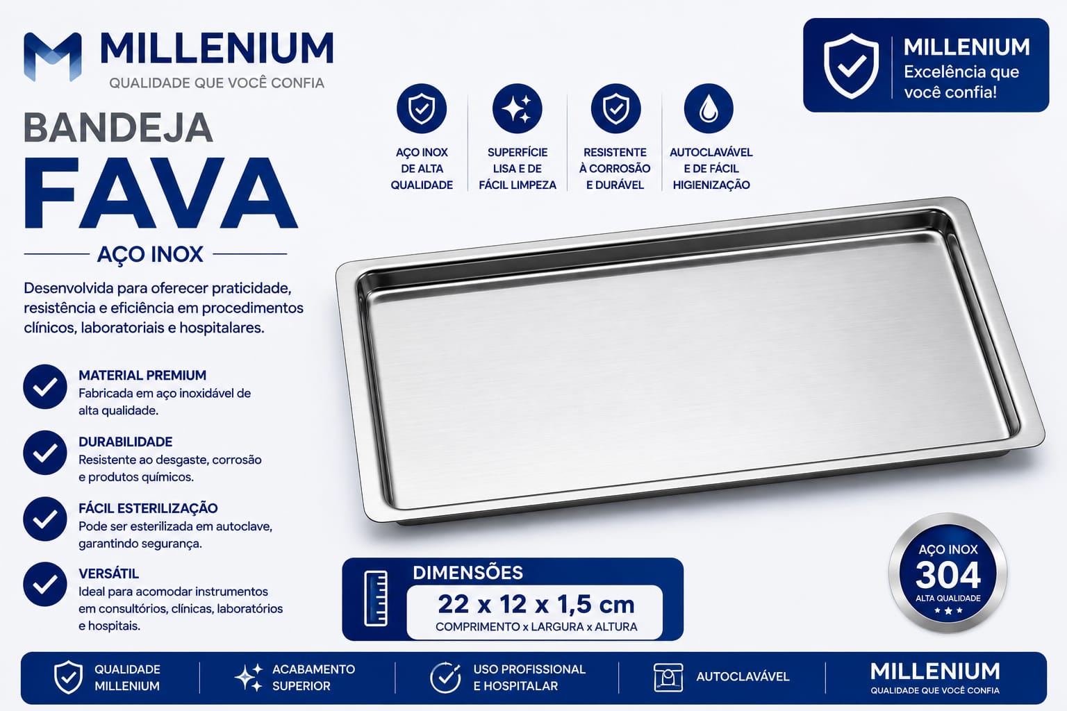 BANDEJA MILENIUN FAVA 22X12X1,5