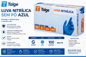 LUVA TALGE NITRILICA SEM PÓ AZUL - G