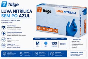 LUVA TALGE NITRILICA SEM PÓ AZUL - M