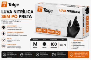 LUVA TALGE NITRILICA SEM PÓ PRETA - M