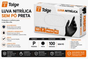 LUVA TALGE NITRILICA SEM PÓ PRETA - P