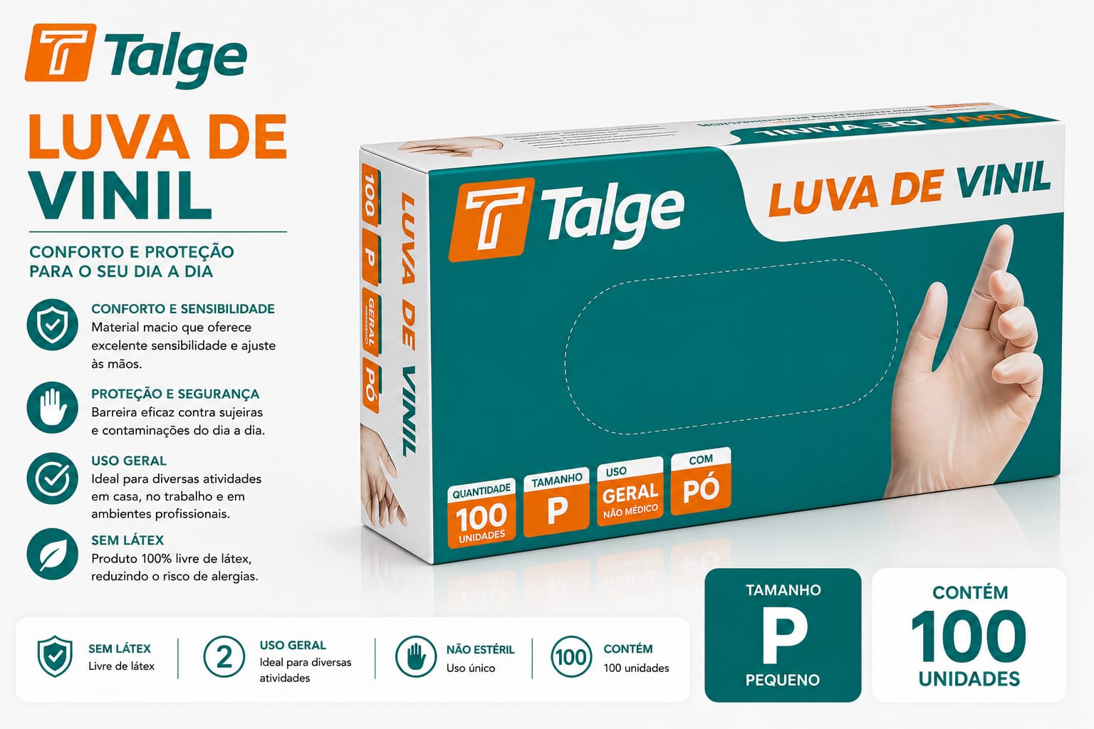 LUVA TALGE VINIL COM PÓ - P